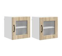 Yisssmeng Lot de 2 armoires de cuisine murales - En chêne Sonoma - 40 x 31 x 40 cm - Matériau bois - Design moderne - Commode avec 2 portes - Pour cuisine, salle à manger, couloir
