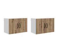 Yisssmeng Lot de 2 armoires murales de cuisine - Chêne artisanal - 60 x 31 x 40 cm - Matériau du bois avec 4 portes et étagères - Buffet moderne - Peu encombrant - Pour cuisine, couloir, salon