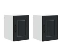 Yisssmeng Lot de 2 armoires murales de cuisine - En bois - Moderne - Avec 2 portes - Noir - 30 x 31 x 40 cm