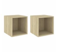 Yisssmeng Lot de 2 Armoires Murales Suspendues Chêne Sonoma 37x37x37cm | Étagères flottantes carrées pour salon et chambre, gain de place mural avec structure solide d'une capacité de 50 kg.