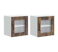 Yisssmeng Lot de 2 buffets de cuisine, 40 x 31 x 40 cm, aspect chêne fumé, charge massive, 120 kg, design moderne, avec portes coulissantes, pour cuisine, couloir, salon