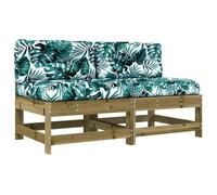 Yisssmeng Lot de 2 canapés de jardin en bois de pin imprégné - Canapé modulaire avec coussins d'assise et de dossier, design à lattes, 62 x 62 x 70,5 cm, pour terrasse