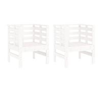 Yisssmeng Lot de 2 chaises de jardin, blanches, 61,5 x 53 x 71 cm, en bois de pin massif, design moderne à lattes, accoudoirs confortables, chaise de balcon, chaise de terrasse, pour jardin, terrasse