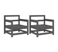 Yisssmeng Lot de 2 chaises de jardin modulaires en pin massif avec accoudoirs pour terrasse et jardin, design à lattes, gris, 70 x 62 x 70,5 cm