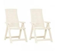 Yisssmeng Lot de 2 chaises de jardin réglables, pliantes, en plastique, blanches, 59 x 67 x 106 cm, avec dossier réglable en 5 positions et design léger pour balcon, terrasse, jardin, salon
