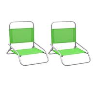 Yisssmeng Lot de 2 chaises de plage pliantes - 51 x 61 x 58 cm - Cadre en acier Oxford - Vert - Pour balcon, camping, parc, terrasse