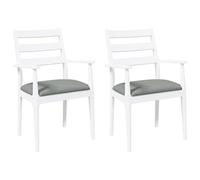 Yisssmeng Lot de 2 chaises de salle à manger avec coussin en bois d'hévéa massif - 57 x 51 x 90 cm - Blanc et gris - Confortables - Design moderne pour salle à manger, cuisine, salon