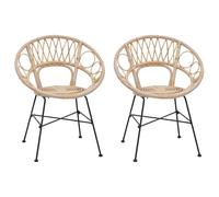 Yisssmeng Lot de 2 chaises de salle à manger en rotin naturel - 49 x 51 x 81 cm - Design moderne avec dossier ergonomique - Robuste et durable - Pour cuisine, salle à manger, salon