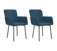 Yisssmeng Lot de 2 chaises de salle à manger ergonomiques en métal et contreplaqué avec accoudoirs, 51,5 x 61 x 78,5 cm, bleu velours, design moderne, robuste, pour cuisine et salon