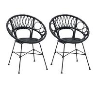 Yisssmeng Lot de 2 chaises de salle à manger, noires, 49 x 51 x 81 cm, en rotin tissé à la main et cadre en fer robuste, design moderne, robustes et durables, pour salle à manger, cuisine, salon