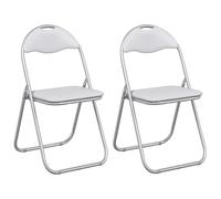 Yisssmeng Lot de 2 chaises pliantes rembourrées blanches et grises | Chaises pliantes peu encombrantes avec poignée de transport intégrée et protections de sol pour salle à manger
