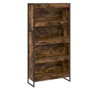 Yisssmeng Lot de 2 étagères à livres, design industriel, séparateur de pièce avec 6 compartiments en bois et métal, étagère pour salon et bureau, couleur fumée, 80 x 30 x 155 cm