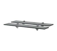 Yisssmeng Lot de 2 Étagères Murales en Verre Trempé Noir 60x10 cm | Supports en alliage de zinc et verre sécurit pour salon et salle de bain. Charge de 10 kg.