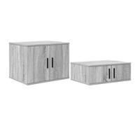 Yisssmeng Lot de 2 Meubles de Rangement Gris Sonoma 103x41x40 cm | Caisson élégant en bois d'ingénierie avec étagères et portes pour organiser le salon ou la salle à manger au quotidien.