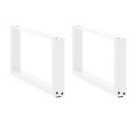 Yisssmeng Lot de 2 pieds de table basse en forme de U en acier - 70 x 31 cm - Cadre de table robuste pour tables basses DIY - Avec pieds de nivellement et vis de montage - Blanc