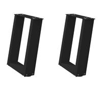 Yisssmeng Lot de 2 pieds de table basse en forme de U - Noir - 38 x 42-43 cm - Pieds de table en acier revêtu par pulvérisation - Pour table de salon, table d'appoint, banc - Avec vis