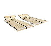 Yisssmeng Lot de 2 sommiers à lattes en bois de hêtre à 7 zones - 90 x 200 cm - Avec tête de lit réglable et 28 lattes - Dureté réglable - Pour cadre de lit