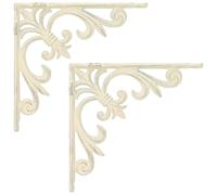 Yisssmeng Lot de 2 supports d'étagère murale en acier blanc vieilli 14,5 x | Console polyvalente pour chambre ou balcon. Support d'angle robuste pour fixer les étagères et les plantes.