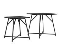Yisssmeng Lot de 2 Tables d'Appoint Carrées en Métal et Chêne Noir | Idéal pour le salon ou le bureau, ce duo combine des plateaux en bois d'ingénierie et un cadre métallique robuste.