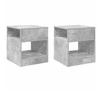 Yisssmeng Lot de 2 Tables d'Appoint en Bois d'Ingénierie Gris Béton | Meubles de rangement compacts pour le salon et la chambre, dotés d'étagères et d'une surface robuste.