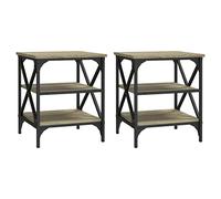 Yisssmeng Lot de 2 Tables d'Appoint Industrielles Chêne Sonoma 40x42x50 cm | Tables de chevet bout de canapé avec étagère de rangement et pieds réglables pour salon ou chambre.