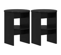 Yisssmeng Lot de 2 tables d'appoint rondes, buffet en bois, table de rangement moderne pour salon, table de chevet, noir, Ø 40 x 50 cm, espace de rangement compact pour votre maison