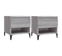 Yisssmeng Lot de 2 Tables d'Appoint Sonoma Gris 50x46x50 cm de Salon | Tables de chevet industrielles pour salon et chambre avec tiroir de rangement et pieds métalliques robustes.
