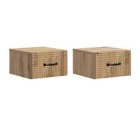 Yisssmeng Lot de 2 tables de chevet à montage mural en chêne Artisan 34,5 cm