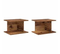 Yisssmeng Lot de 2 tables de chevet aspect bois vieilli - 40 x 30 x 25 cm - Console de chevet moderne en bois - Table d'appoint rectangulaire pour chambre à coucher et salon avec espace de rangement