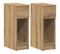 Yisssmeng Lot de 2 tables de chevet avec tiroir et compartiment de rangement, console de chevet étroite en chêne Artisan, table de chevet compacte pour chambre à coucher, table d'appoint en bois, 20 x