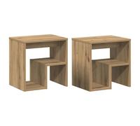 Yisssmeng Lot de 2 Tables de Chevet Chêne Artisanal 40x30x40 cm | Meuble d'appoint compact pour chambre et salon avec grand espace de rangement et plateau robuste d'une capacité de 60 kg.