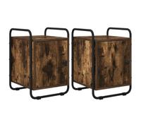 Yisssmeng Lot de 2 tables de chevet en chêne fumé - 35 x 36,5 x 50 cm
