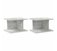 Yisssmeng Lot de 2 Tables de Chevet Gris Béton 40x30x25 cm En Bois | Design suspendu compact pour chambre et salon, structure stable avec rangement ouvert facilitant l'organisation.