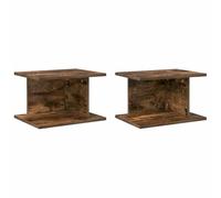 Yisssmeng Lot de 2 tables de chevet modernes - En bois de chêne fumé - Console de chevet compacte pour chambre à coucher - Table d'appoint rectangulaire - 40 x 30 x 25 cm