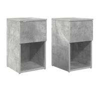 Yisssmeng Lot de 2 tables de chevet modernes en bois gris béton - Table d'appoint étroite pour chambre à coucher et salon - Coffre de lit compact - 29 x 31,5 x 49 cm