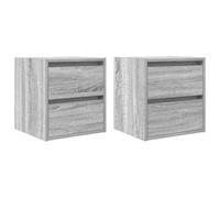Yisssmeng Lot de 2 Tables de Chevet Murales Sonoma Gris 38x34x40 cm | Optimisez la chambre à coucher grâce à ce duo suspendu compact. Plateau robuste et tiroirs intégrés pour le rangement.
