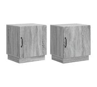 Yisssmeng Lot de 2 tables de chevet Sonoma grises avec 2 portes en bois - Table d'appoint pour chambre à coucher et salon - Avec poignées en métal - 43 x 34,5 x 47 cm