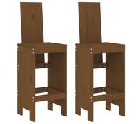 Yisssmeng Lot de 2 tabourets de bar - 40 x 42 x 120 cm - Dossier en pin massif - Repose-pieds - Durable - Pour terrasse, balcon, cuisine - Marron miel