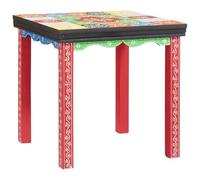 Yisssmeng Lot de 3 Tables Basses Gigognes Carrées en Bois de Manguier | Tables d'appoint bohèmes multicolores de tailles variées, idéales pour optimiser l'espace dans votre salon ou chambre.