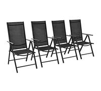 Yisssmeng Lot de 4 chaises de jardin pliantes, en aluminium et textilène, noires, 54 x 73 x 107 cm, design moderne, robustes et légers, pour jardin, terrasse, balcon