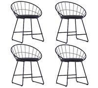 Yisssmeng Lot de 4 chaises de salle à manger, en acier revêtu par pulvérisation, noires, avec siège en cuir synthétique, design moderne, robustes et durables, pour salle à manger, cuisine, salon