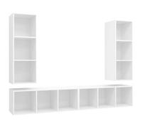 Yisssmeng Lot de 4 Meubles TV Muraux Blancs en Bois d'ingénierie | Rangement modulable et suspendu pour salon, idéal pour organiser vos appareils HiFi de manière élégante.