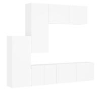 Yisssmeng Lot de 5 meubles de salon, armoires murales TV en bois blanc, mur d'armoire moderne pour salon, système de rangement polyvalent pour montage mural, construction modulaire