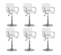 Yisssmeng Lot de 6 chaises de salle à manger, pivotantes, blanches, hauteur réglable, 71 à 85,5 cm, en cuir synthétique, cadre en acier chromé, design moderne, pour cuisine, salle à manger, salon