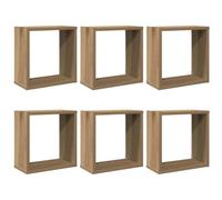 Yisssmeng Lot de 6 Étagères Cube Murales 30x15x30 cm Chêne Artisanal | Décorez votre salon, chambre ou entrée avec ces 6 niches murales robustes pour exposer vos objets favoris.