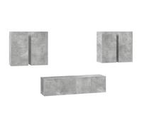 Yisssmeng Lot de 6 meubles TV suspendus en bois gris béton, meuble TV bas moderne pour salon, beaucoup d'espace de rangement, meubles médias flottants