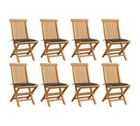 Yisssmeng Lot de 8 chaises de jardin pliantes en teck massif - Anthracite - 47 x 60 x 89 cm - Design moderne - Robuste et durable - Pour balcon, terrasse, jardin