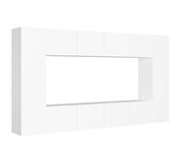 Yisssmeng Lot de 8 meubles TV blancs - Meuble bas mural en bois - Meuble mural moderne pour salon - Meuble TV avec beaucoup d'espace de rangement - 80 x 30 x 30 cm et 30,5 x 30 x 60 cm