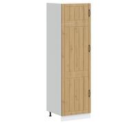 Yisssmeng Lucca Armoire de cuisine haute, aspect chêne artisanal, armoire de rangement en bois avec portes, armoire de cuisine compacte avec pieds réglables, 60 x 57 x 207 cm