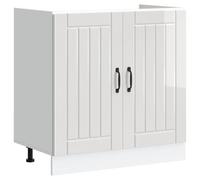 Yisssmeng Lucca Meuble sous-évier 80 x 46 x 81,5 cm Blanc brillant en matériau dérivé du bois avec capacité de charge de 70 kg Pieds réglables pour cuisine, couloir, bureau Armoire polyvalente